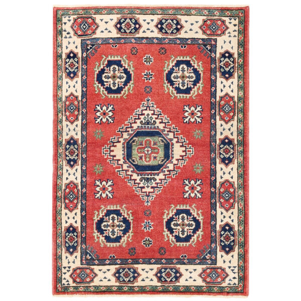 Afghan Hand-knotted Vegetable Dye Kazak Wool Rug (2'7 x 3'11)