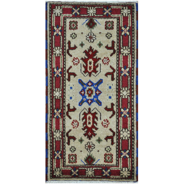 Indo Hand-Knotted Tribal Kazak Wool Rug (2' x 4')