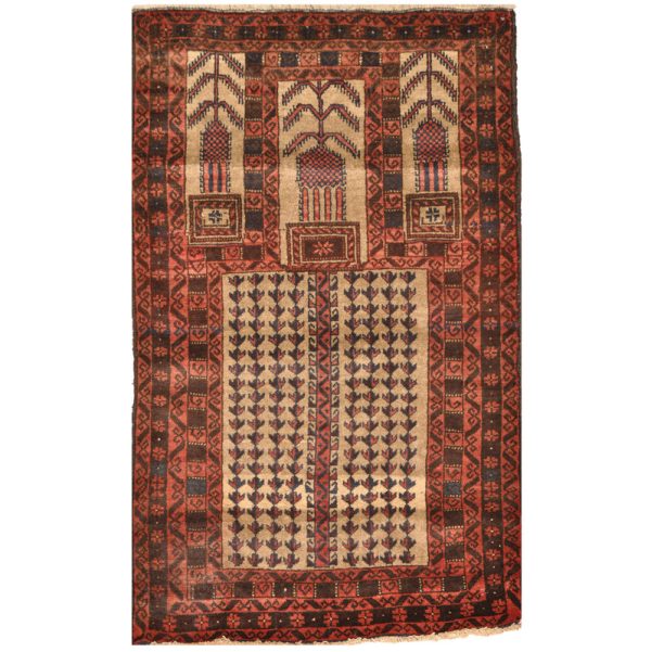 Afghan One-Of-A-Kind Tribal Balouchi Wool Rug (2'9 x 4'5)
