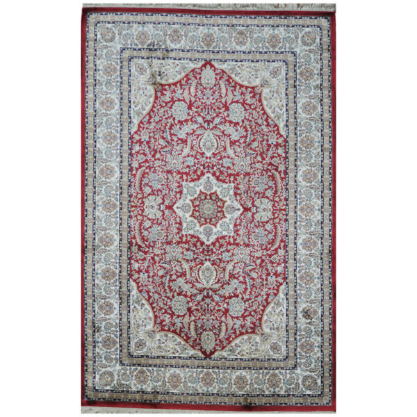 Indo Hand-Knotted Kashmiri Silk Rug (4' x 6')