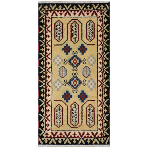 Indo Hand-Knotted Tribal Kazak Wool Rug (2'1 x 4'1)