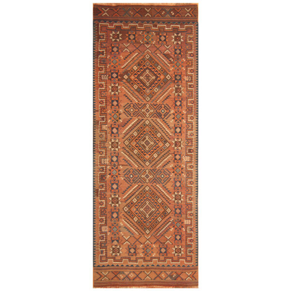 Azerbaijan Hand-woven Antique 1920's Kazak Wool Kilim (4'9 x 12'9)