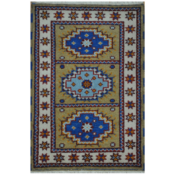 Indo Hand-Knotted Tribal Kazak Wool Rug (2'x4')