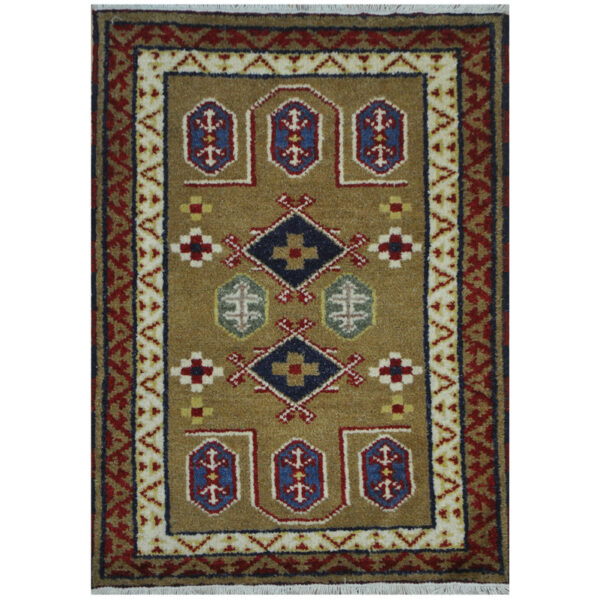 Indo Hand-Knotted Tribal Kazak Wool Rug (2' x 3')