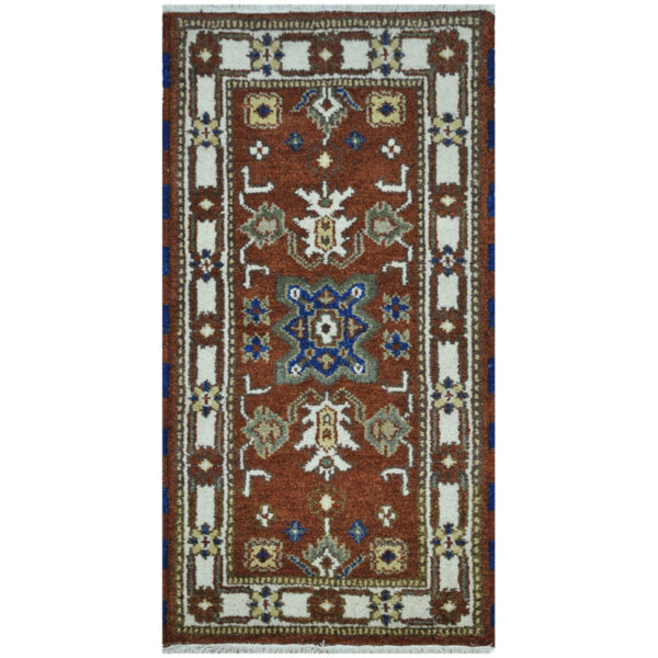 Indo Hand-Knotted Tribal Kazak Wool Rug (2' x 4')