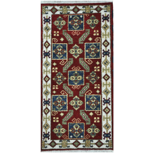 Indo Hand-knotted Tribal Kazak Wool Rug (2' x 4')
