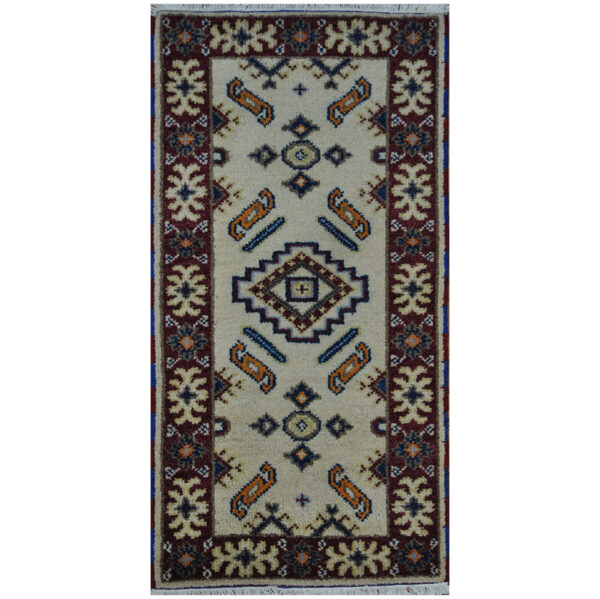 Indo Hand-knotted Tribal Kazak Wool Rug (2' x 4')