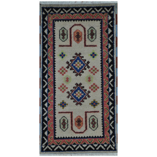 Indo Hand-knotted Tribal Kazak Wool Rug (2' x 4')