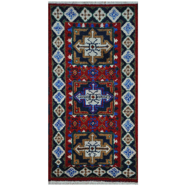Indo Hand-knotted Tribal Kazak Wool Rug (2' x 4')
