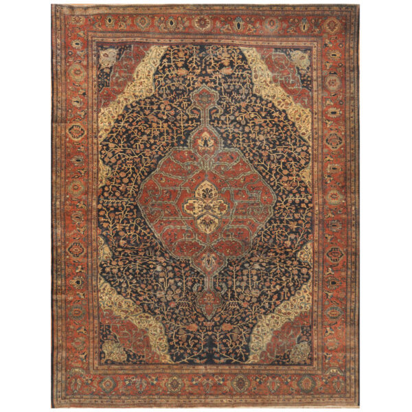 Persian Hand-knotted Antique 1890's Farahan Wool Rug (9'3 x 12'3)