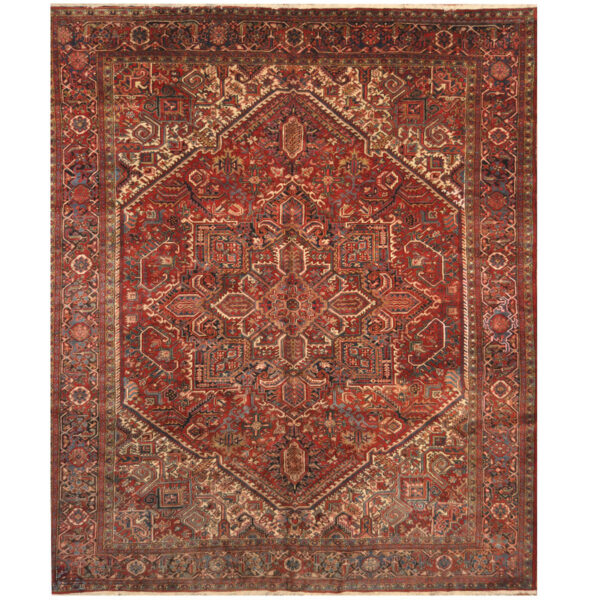 Persian Hand-knotted Antique 1920's Heriz Wool Rug (11'2 x 15'5)