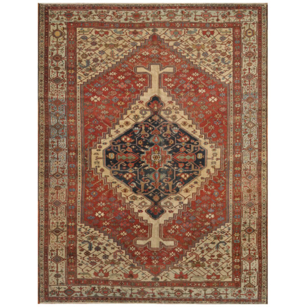 Persian Hand-knotted Antique 1880's Serapi Wool Rug (10'9 x 14'6)