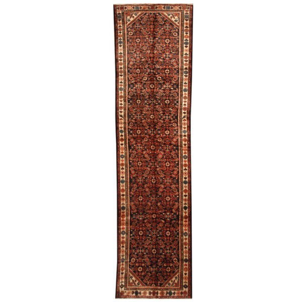 Persian Hand-Knotted Tribal Hamadan Wool Runner (3'5 x 13'8)