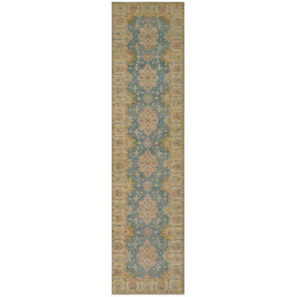 Afghan Hand-knotted Vegetable Dye Oushak Wool Runner (2'5 x 9'9)