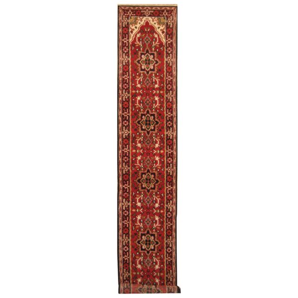 Indo Hand-knotted Heriz Wool Runner (2'7 x 15'6)