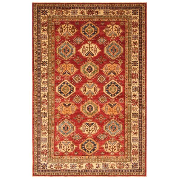 Afghan Hand-knotted Super Kazak Wool Rug (5'7 x 8'7)