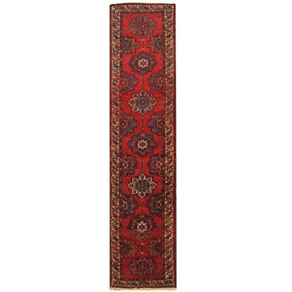 Persian Hand-knotted 1940's Semi-antique Karaja Wool Runner (3'4 x 13'7)
