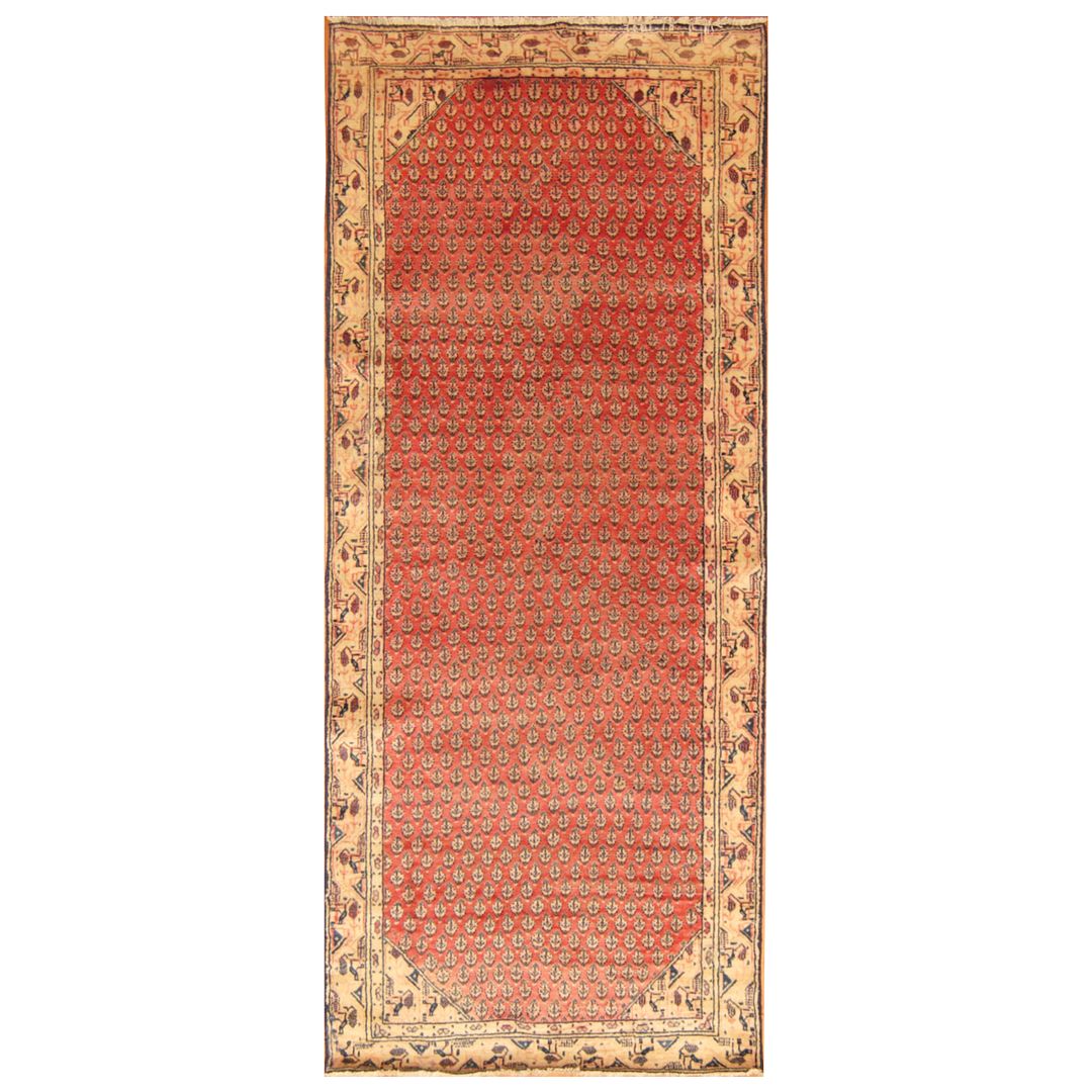 Persian Hand-knotted 1960's Semi-antique Mir Wool Runner (4'1 x 9'10)