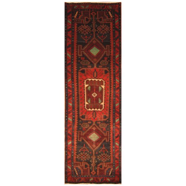 Persian Hand-knotted Nahavand Wool Runner (4'3 x 13'4)