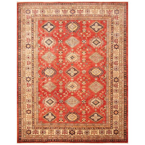 Afghan Hand-knotted Vegetable Dye Super Kazak Wool Rug (8'10 x 11'3)