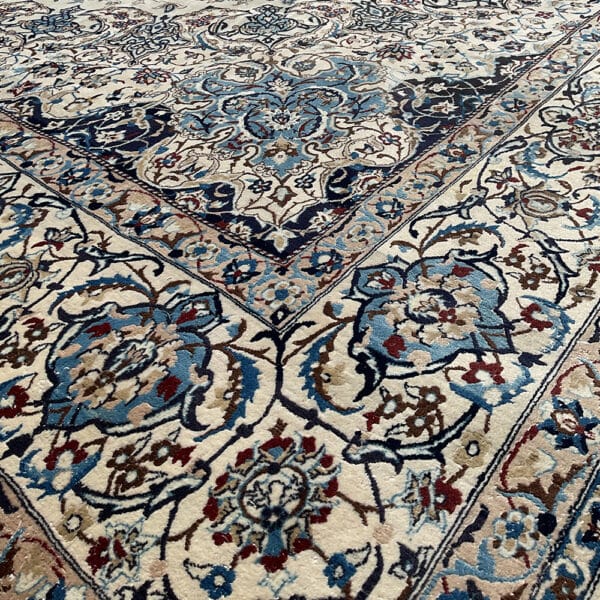 Vintage 1960s Persian Superfine Hand-Knotted Nain Wool & Silk Rug (16' x 27') - Image 4