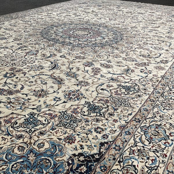 Vintage 1960s Persian Superfine Hand-Knotted Nain Wool & Silk Rug (16' x 27') - Image 6
