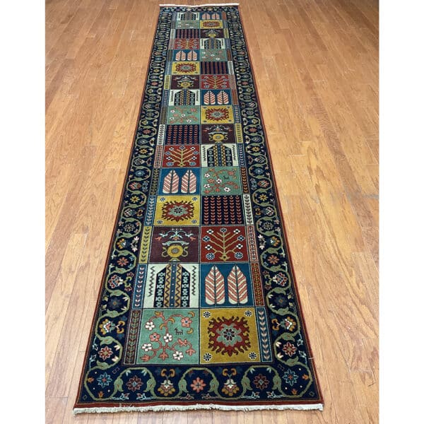 HERAT ORIENTAL Hand-knotted Indo Bakhtiari Panel Design Wool Runner (2'6 x 10')