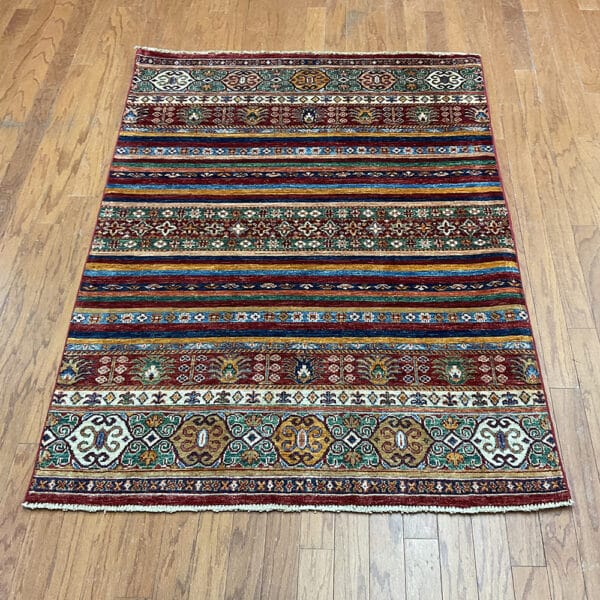 Afghan Hand-Knotted Khorjeen Super Kazak Wool Rug (4'1 x 5'9)