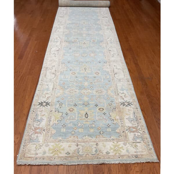 Afghan Hand-knotted Vegetable Dye Oushak Wool Runner (4' x 20'2)