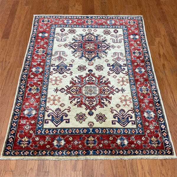 Afghan Hand-knotted Super Kazak Wool Rug (4'1 x 5'5)