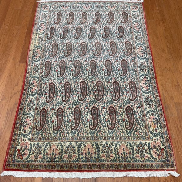 1940s Antique Handmade Persian Kashan Wool Rug (4'1" x 6'5")