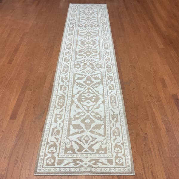 Turkish Hand-knotted Oushak Wool Runner (3'3 x 16'2)