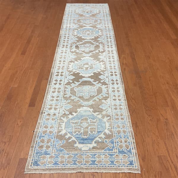 Turkish Hand-knotted Oushak Wool Runner (3'5 x 14'4)