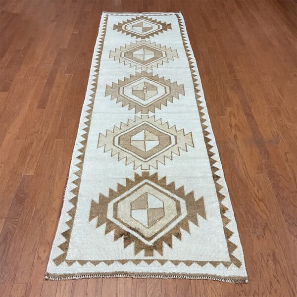 Turkish Hand-knotted Oushak Wool Runner (3'7 x 12'3)